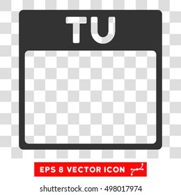 Vector Tuesday Calendar Page EPS vector icon. Illustration style is flat iconic gray symbol on a transparent background.
