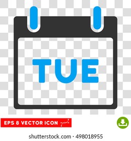 Vector Tuesday Calendar Page EPS vector pictograph. Illustration style is flat iconic bicolor blue and gray symbol on a transparent background.