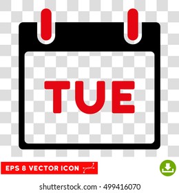 Vector Tuesday Calendar Page EPS vector pictograph. Illustration style is flat iconic bicolor intensive red and black symbol on a transparent background.