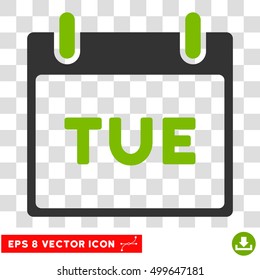 Vector Tuesday Calendar Page EPS vector pictograph. Illustration style is flat iconic bicolor eco green and gray symbol on a transparent background.