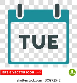 Vector Tuesday Calendar Page EPS vector icon. Illustration style is flat iconic bicolor soft blue symbol on a transparent background.