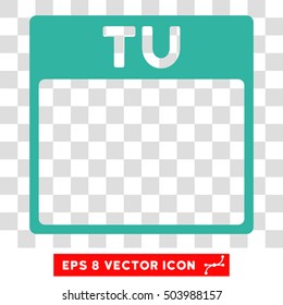 Vector Tuesday Calendar Page EPS vector pictogram. Illustration style is flat iconic cyan symbol on a transparent background.