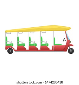 Vector tuk tuk. A flat cartoon illustration of Asian public transport.