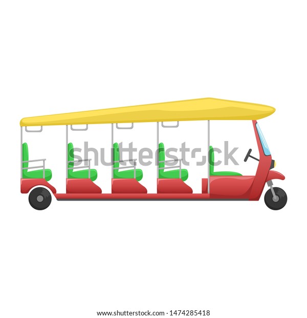 Vector tuk tuk. A flat cartoon illustration of\
Asian public transport.