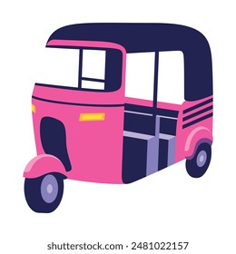 Vector Tuk Tuk Stylish Colorful Illustration Isolated