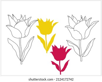 Vector Tulip Black White Line Pattern Design Textile Paper Advertising. 