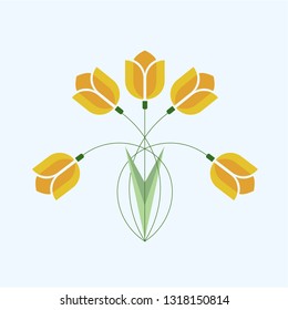 Vector Tulip, gift for woman, girl, wife, mom, grandmother, postcard with flower, 8 Matra, spring flower