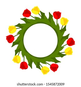 vector tulip wreath isolated on white background