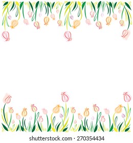 Vector Tulips on white background.