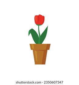 Tulipanes vectoriales en la ilustración vectorial de la olla.