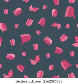 Vector Tulips Seamless Pattern. Tulip flowers Repeat pattern, great for textile, wallpaper, packaging, backdrop, background, paper designs
