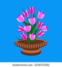 Vector - tulips in vase illustration.
Watercolor floral bouquet.