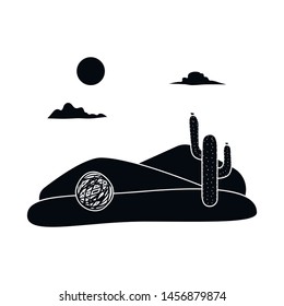 Vector tumbleweed and cactus design sign. Set of tumbleweed and west stock symbol for web.