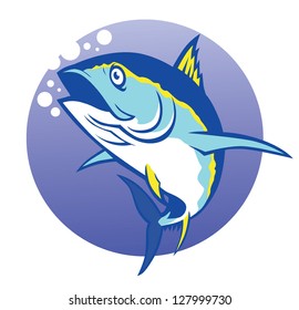 vector of tuna in deep blue sea