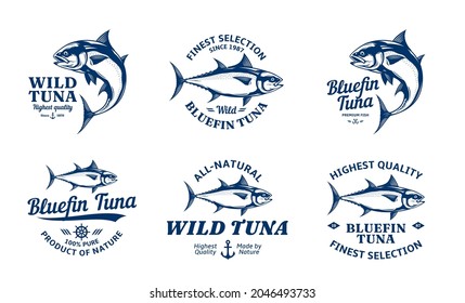 Vector tuna logo and tuna fish illustrations