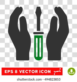 Vector Tuning Service EPS vector icon. Illustration style is flat iconic bicolor green and gray symbol on a transparent background.