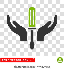 Vector Tuning Service EPS vector icon. Illustration style is flat iconic bicolor eco green and gray symbol on a transparent background.
