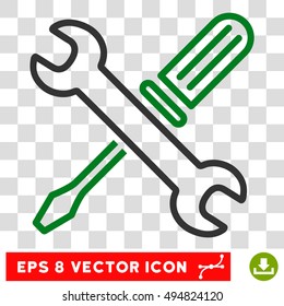 Vector Tuning Tools EPS vector pictograph. Illustration style is flat iconic bicolor green and gray symbol on a transparent background.