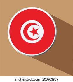 Vector - Tunisia flag button icon with long shadow 