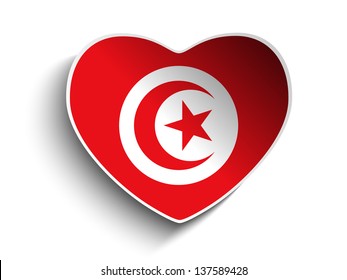 Vector - Tunisia Flag Heart Paper Sticker
