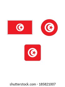 Vector Tunisia Flag and Icon Set 