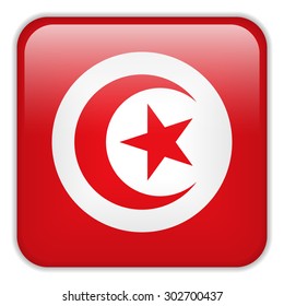Vector - Tunisia Flag Smartphone Application Square Buttons