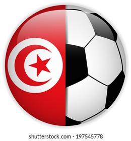 Vector - Tunisia Flag with Soccer Ball Background