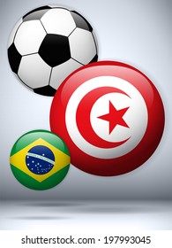 Vector - Tunisia Flag with Soccer Ball Background