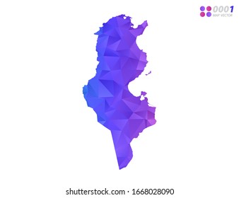 Vector Túnez cartografía el mosaico triángulo de polígono colorido con fondo blanco. degradado de estilo.