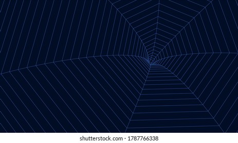 Vector tunnel background. Wireframe 3D surface tunnel. Tunnel background. Vector Illustration.