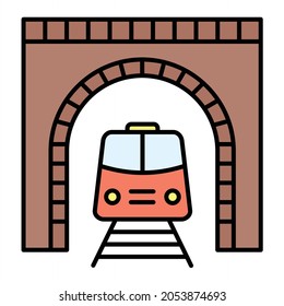 Vector Tunnel Filled Outline Icon Design
