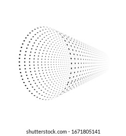 Vector tunnel from small particles. Isolated on white. 