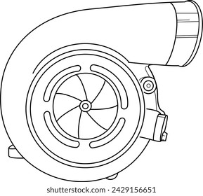 vector turbo charger, líneas en blanco y negro, fácil de editar líneas, se puede utilizar como un icono, simple