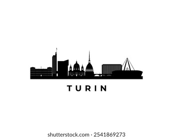 Vector Turin skyline. Travel Turin famous landmarks. Business and tourism concept for presentation, banner, web site.