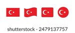 Vector Turkey flag. Set of Turkey Flags Collection. 

