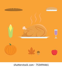 vector turkey illustration. turkey icon. can use for food and party topic. set for thanksgiving day