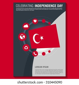 Vector Turkey Independence Day Flyer template. Creative Brochure Title Page. National Day Leaflet design element. vector illustration