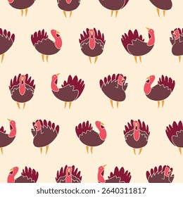 Vector Turkey Seamless Pattern Background for Print Fabric Surface Fashion Wrapping