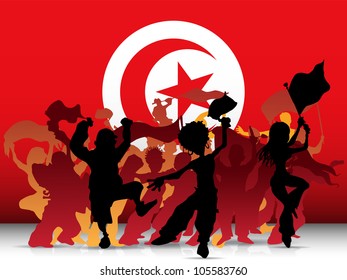 Vector - Turkey Sport Fan Crowd with Flag