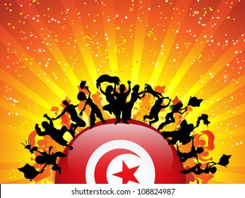 Vector - Turkey Sport Fan Crowd with Flag