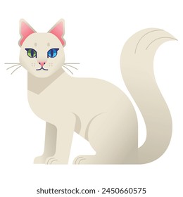 Vector Turkish Angora Cat Cartoon Illustration Isolated