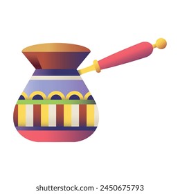 Vector Turkish Cezve Coffee Cartoon Illustration Isolated