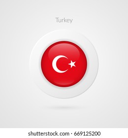 Vector Turkish flag sign. Isolated Turkey circle symbol. Country illustration icon for presentation, project, advertisement, sport event, travel, concept, web design, badge, logo 