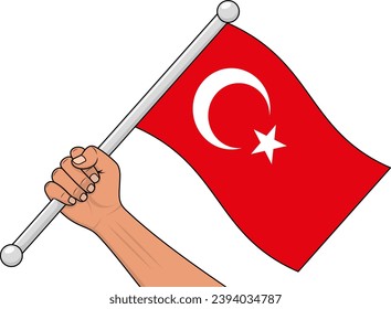 vector of a turkish flag stick