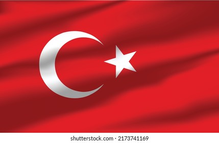 Vector Turkiye Flag Waving Realistic Flowing Flags turkey