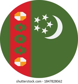 Vector: icono del botón de bandera de turkmenistán