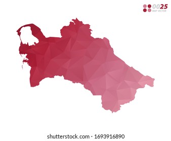Vector de Turkmenistán mapea mosaico de triángulo de polígono rojo con fondo blanco. degradado de estilo.