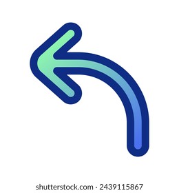 Vector turn left arrow chevron icon. Perfect for app and web interfaces, infographics, presentations, marketing, etc.