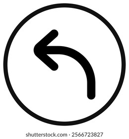 Vector turn left arrow chevron icon. Perfect for app and web interfaces, infographics, presentations, marketing, etc.