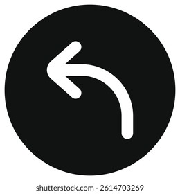 Vector turn left arrow chevron icon. Perfect for app and web interfaces, infographics, presentations, marketing, etc.